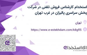 استخدام کارشناس فروش تلفنی در شرکت پخش سراسری پالیزان در غرب تهران