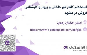 استخدام کانتر تور داخلی و پرواز و کارشناس فروش در مشهد