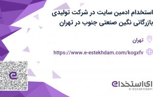 استخدام ادمین سایت در شرکت تولیدی بازرگانی نگین صنعتی جنوب در تهران