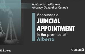 وزیر دادگستری و دادستان کل کانادا از انتصاب قضایی در استان آلبرتا خبر می دهد