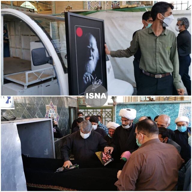 پیکر محمدرضا حکیمی در حرم مطهر رضوی تشییع شد / عکس
