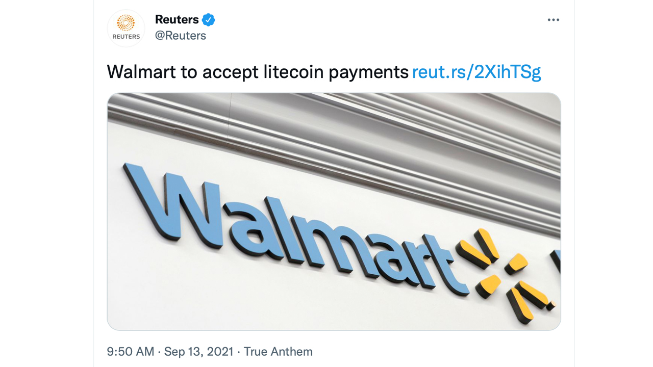 حذف اخبار پرداخت Walmart و Litecoin توسط سخنگوی Walmart ، قیمت LTC از اخبار جعلی تکان می خورد