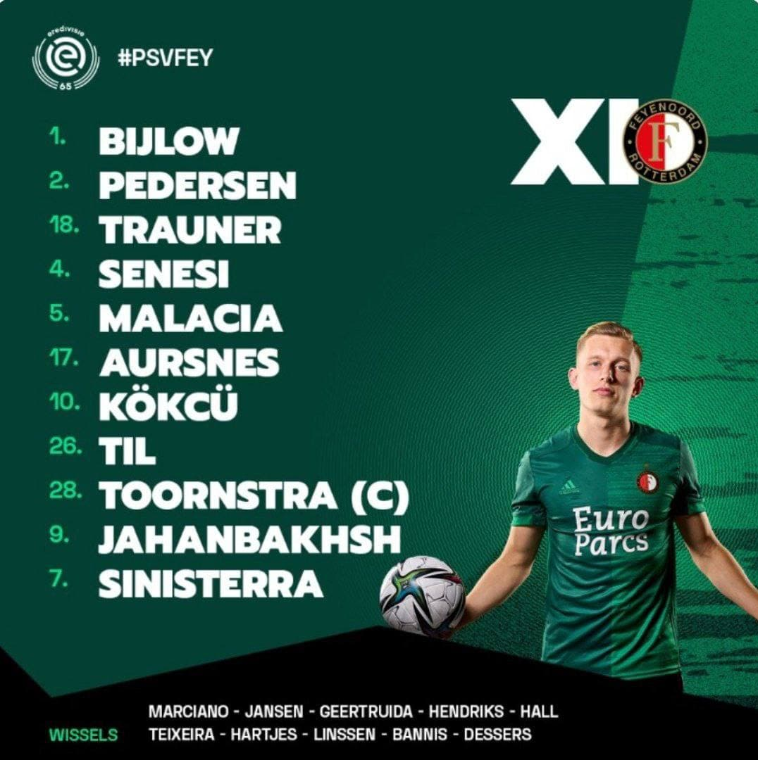 جهانبخش در ترکیب اصلی فاینورد مقابل آیندهوون/عکس