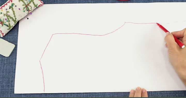 آموزش خیاطی با الگو ـ کشیدن طرح لباس روی کاغذ الگو