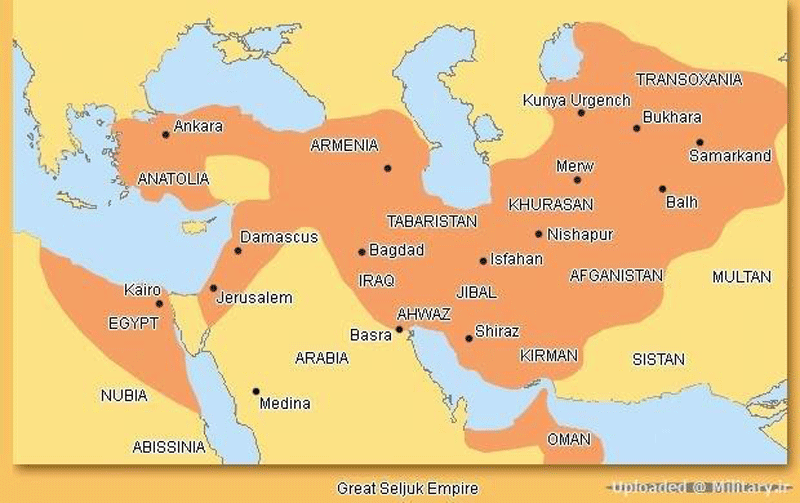 قلمرو سلسله سلجوقیان روی نقشه