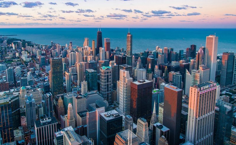 تصویری از شهر شیکاگو از بالا