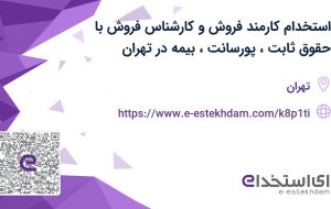 استخدام کارمند فروش و کارشناس فروش با حقوق ثابت، پورسانت، بیمه در تهران