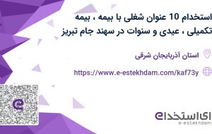 استخدام 10 عنوان شغلی با بیمه، بیمه تکمیلی، عیدی و سنوات در سهند جام تبریز
