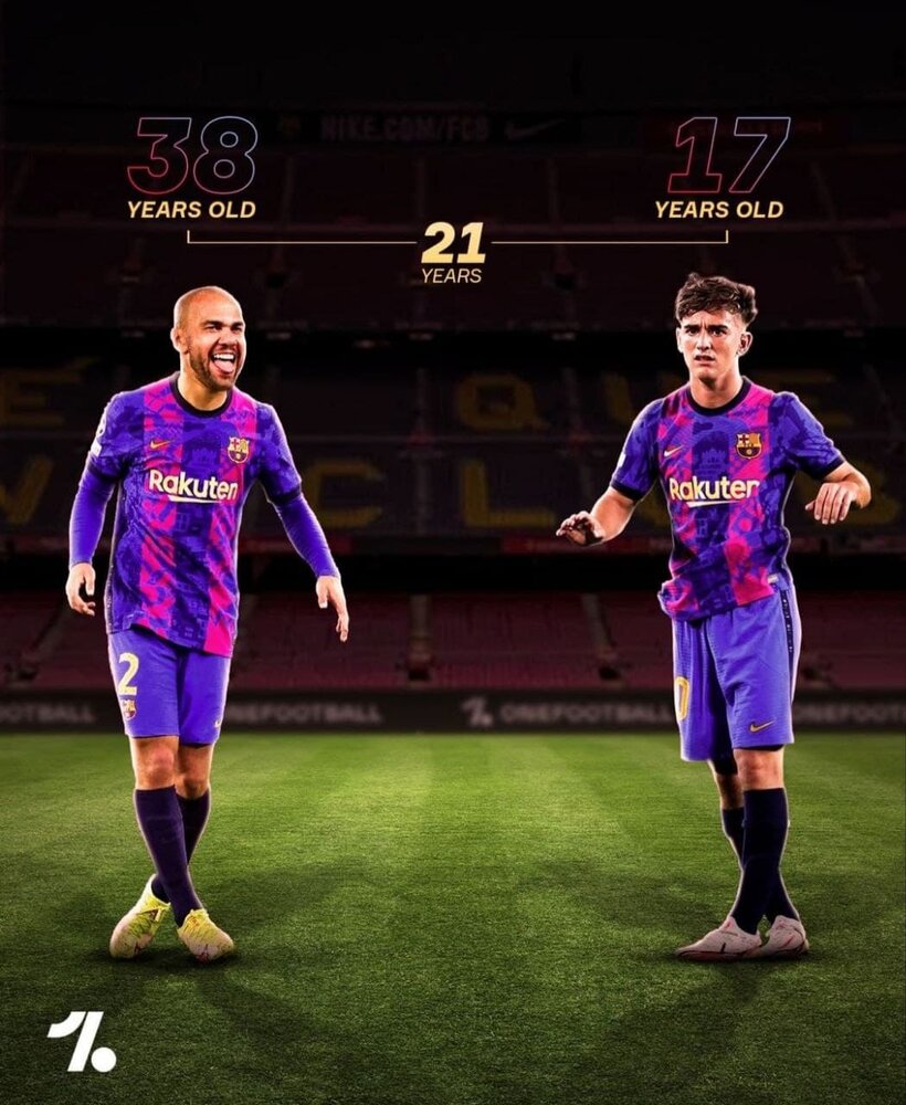 اختلاف سنی باورنکردنی دنی آلوز با پدیده بارسلونا/عکس