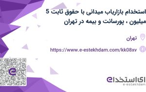 استخدام بازاریاب میدانی با حقوق ثابت 5 میلیون، پورسانت و بیمه در تهران