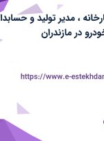 استخدام مدیر کارخانه، مدیر تولید و حسابدار در شرکت هلی خودرو در مازندران