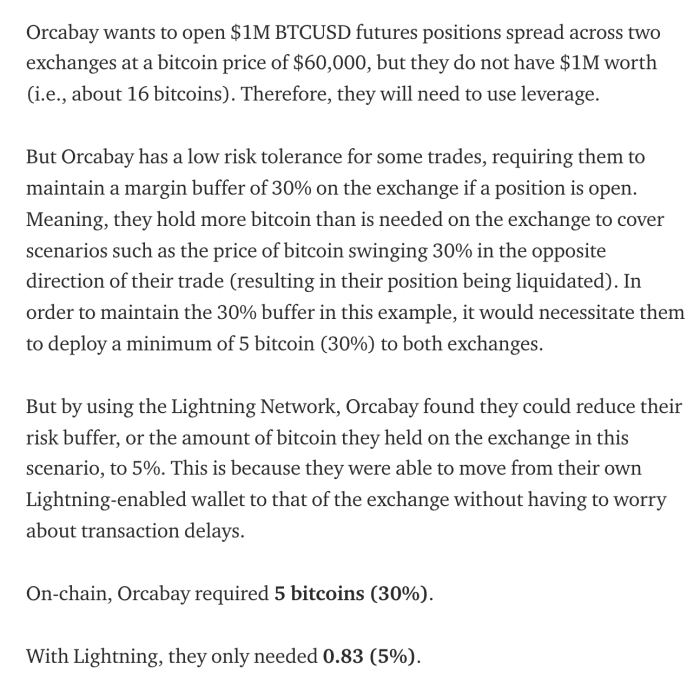 توانایی انتقال سریع بیت کوین از طریق شبکه لایتنینگ به معامله گران اجازه می دهد تا خود را در معرض حداقل ریسک شخص ثالث قرار دهند.