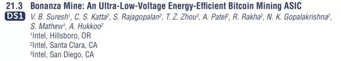 ارائه ASIC استخراج بیت کوین اینتل در ISSCC در 23 فوریه — منبع: Tom's Hardware.