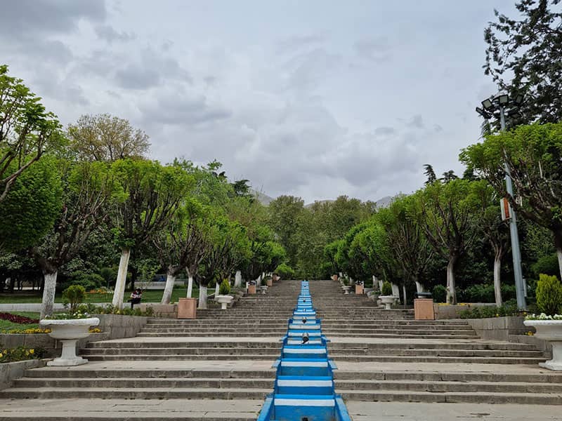 جریان جوی آب از وسط پارک