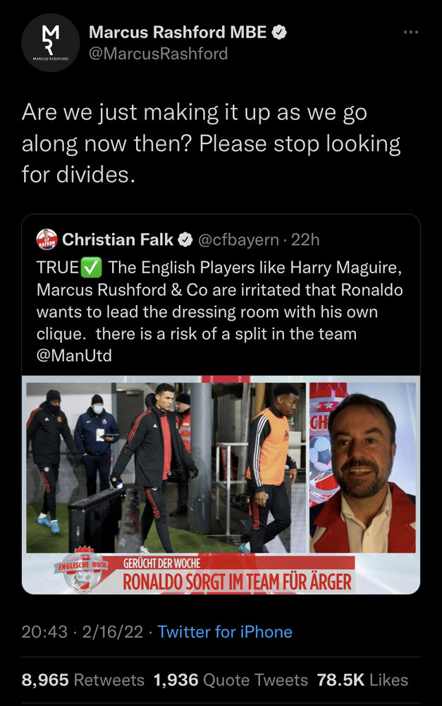 واکنش راشفورد به شایعه ناراحتی از رونالدو/عکس