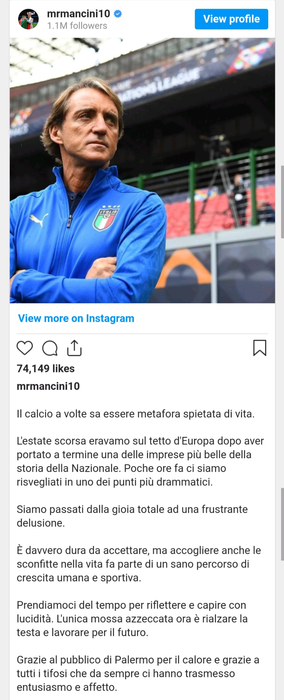 واکنش مانچینی به ناکامی بزرگ/عکس