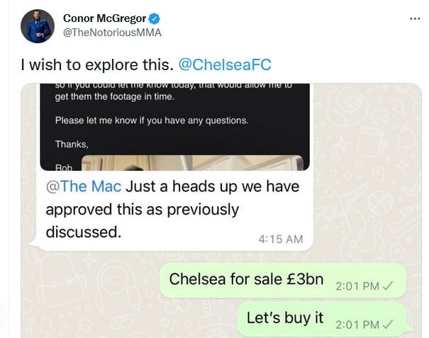 کانر مک‌گرگور در اندیشه خرید چلسی!/عکس