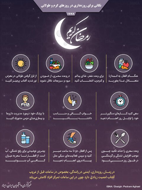 اینفوگرافیک / نکاتی برای روزه‌داری در روزهای گرم و طولانی