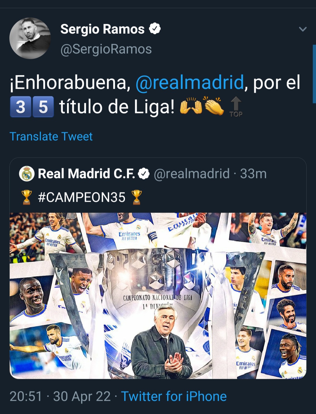 واکنش راموس به قهرمانی رئال در لالیگا/عکس