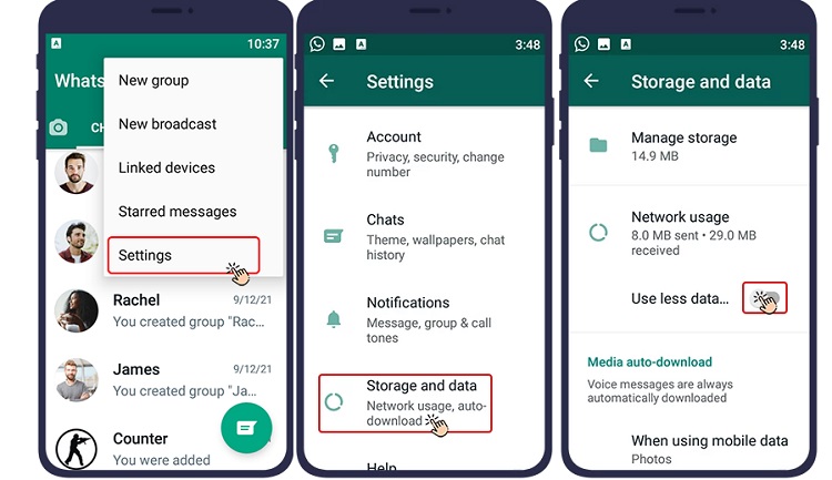 مصرف اینترنت واتساپ