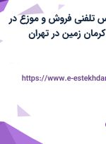 استخدام کارشناس تلفنی فروش و موزع در صنایع شیمیایی کرمان زمین در تهران