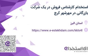 استخدام کارشناس فروش در یک شرکت بازرگانی در مهرشهر کرج