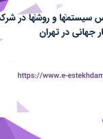 استخدام کارشناس سیستم‏ها و روش‏ها در شرکت نجات کسب و کار جهانی در تهران