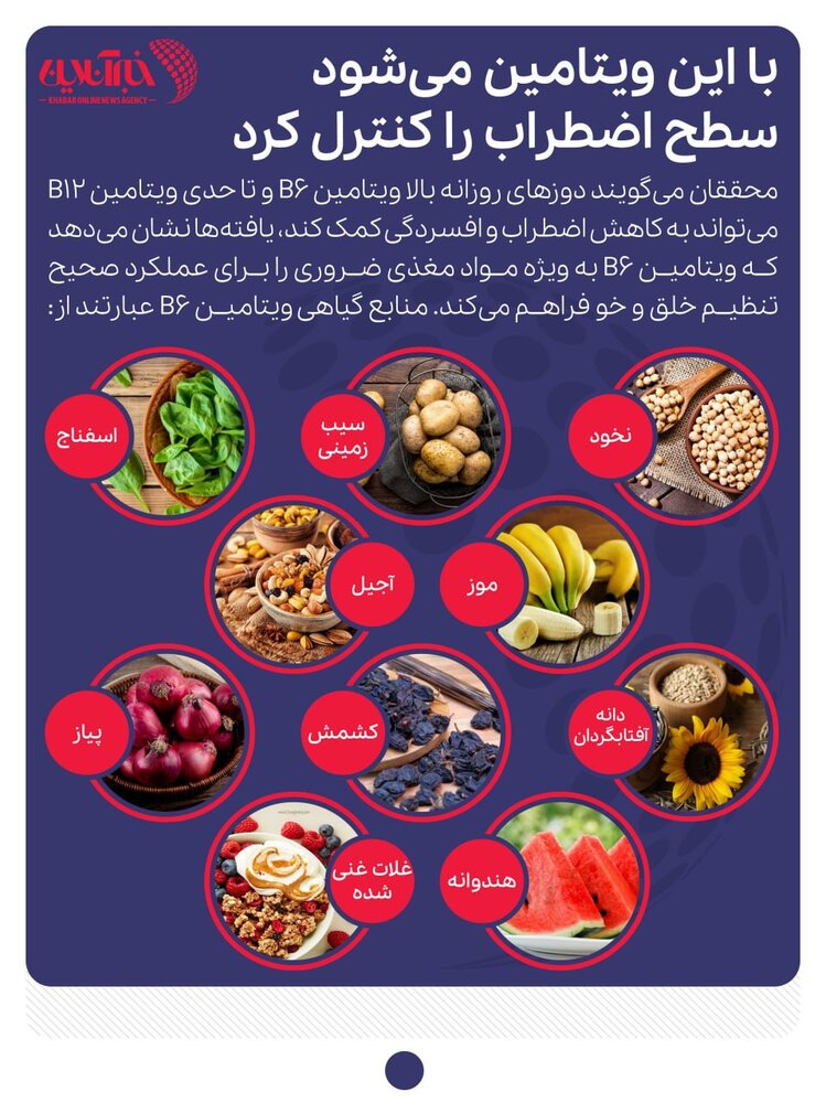 اینفوگرافیک | با این ویتامین می‌شود سطح اضطراب را کنترل کرد!