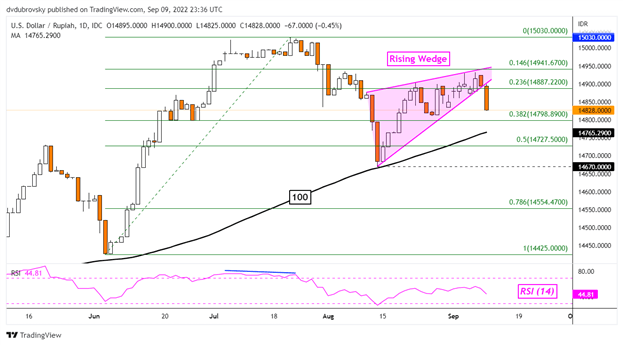 نمودار روزانه USD/IDR