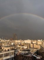 اولین رنگین کمان و باران پاییزی در تهران + فیلم