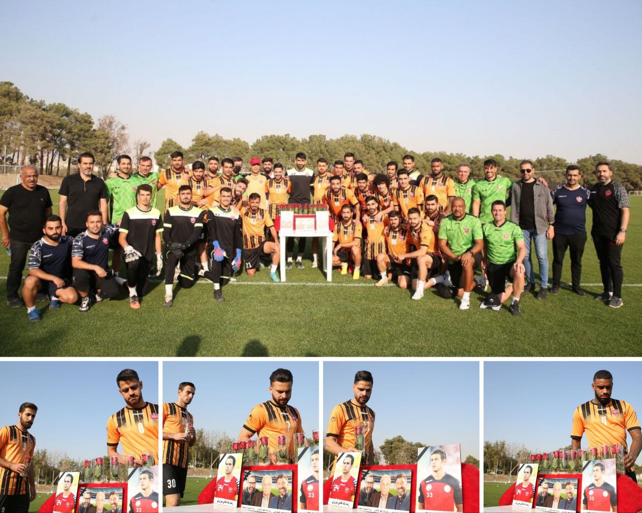 ادای احترام بازیکنان پرسپولیس به درگذشتگان تاریخ باشگاه/عکس