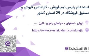 استخدام رئیس تیم فروش، کارشناس فروش و مسئول فروشگاه در 29 استان کشور