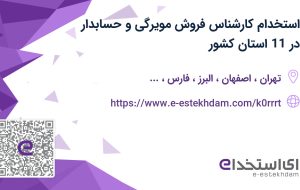 استخدام کارشناس فروش مویرگی و حسابدار در 11 استان کشور