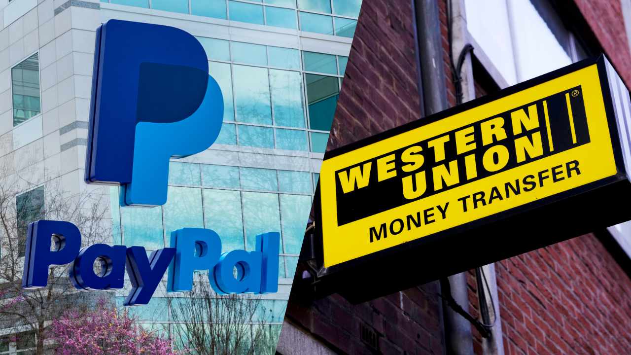 علائم تجاری Paypal و Western Union برای طیف گسترده ای از خدمات رمزنگاری