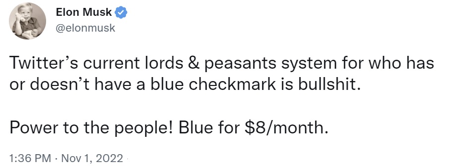 ایلان ماسک می‌گوید توییتر 8 دلار در ماه برای تأیید علامت آبی دریافت می‌کند - برنامه‌هایی برای پاداش به سازندگان محتوا