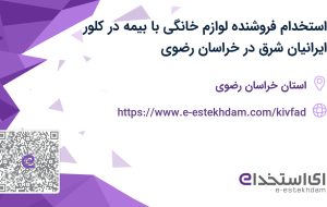 استخدام فروشنده لوازم خانگی با بیمه در کلور ایرانیان شرق در خراسان رضوی