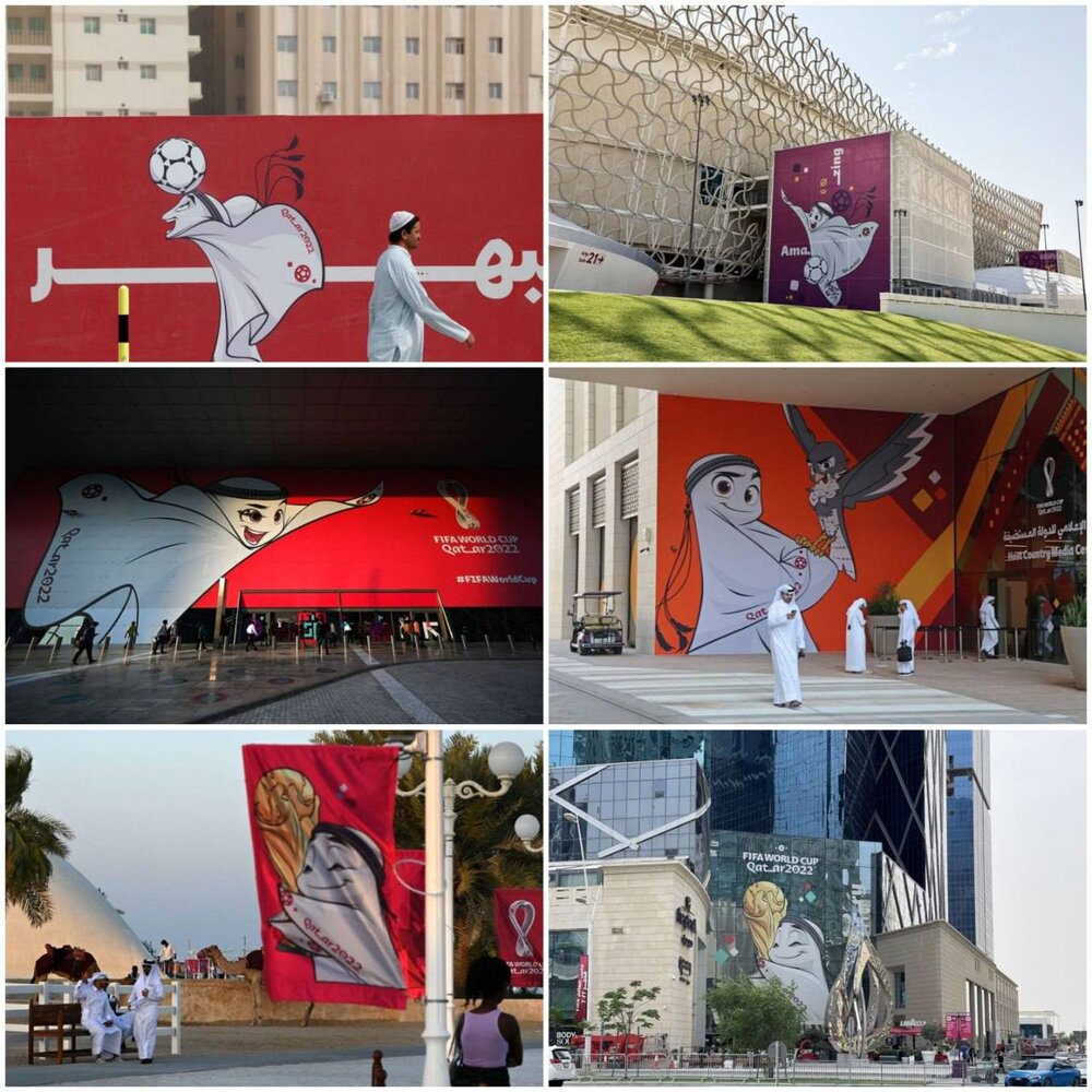 عکس خیابان‌های دوحه در تسخیر عروسک‌های جام جهانی