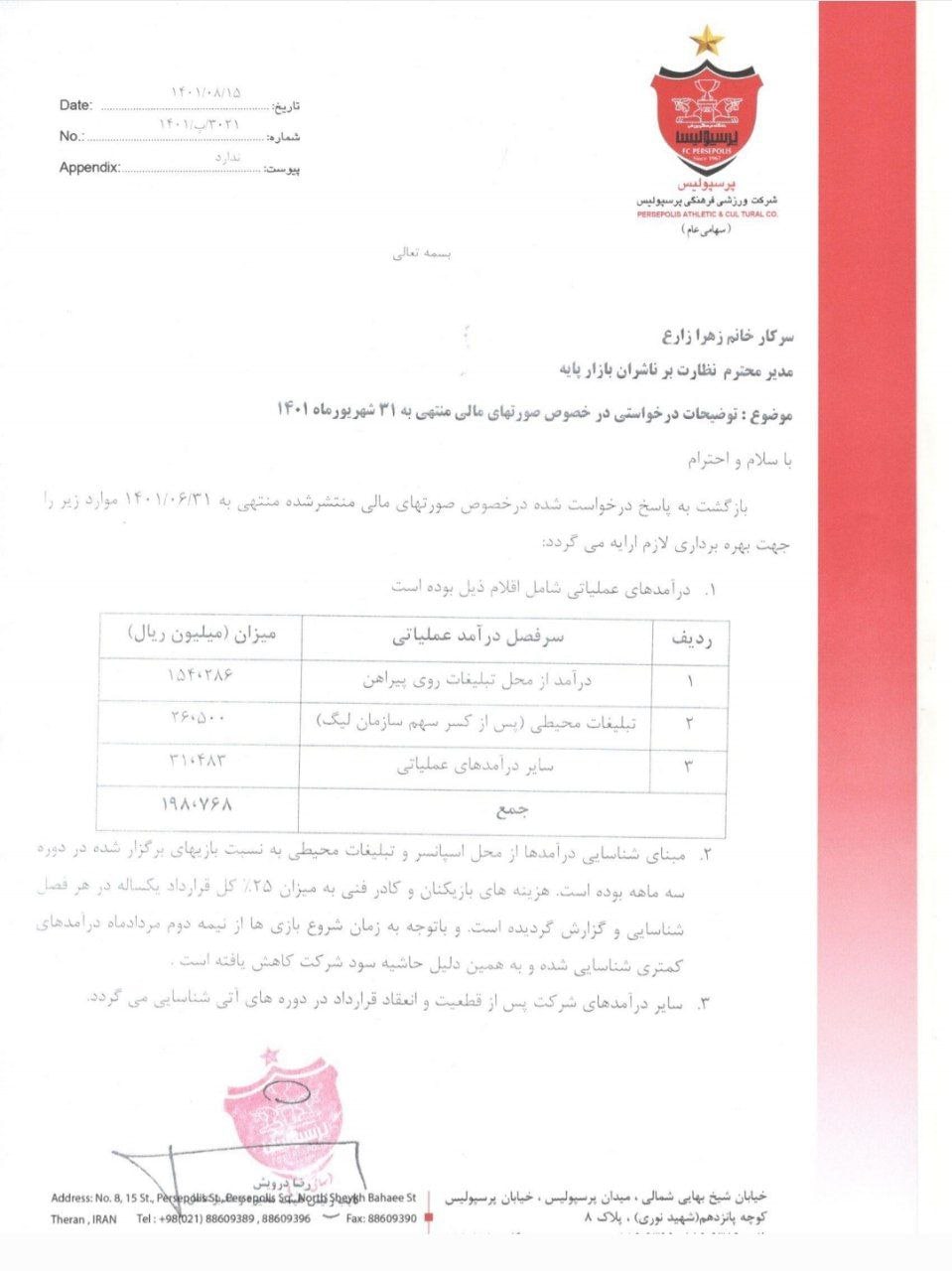 عکس | درآمد میلیاردی پرسپولیس در این فصل