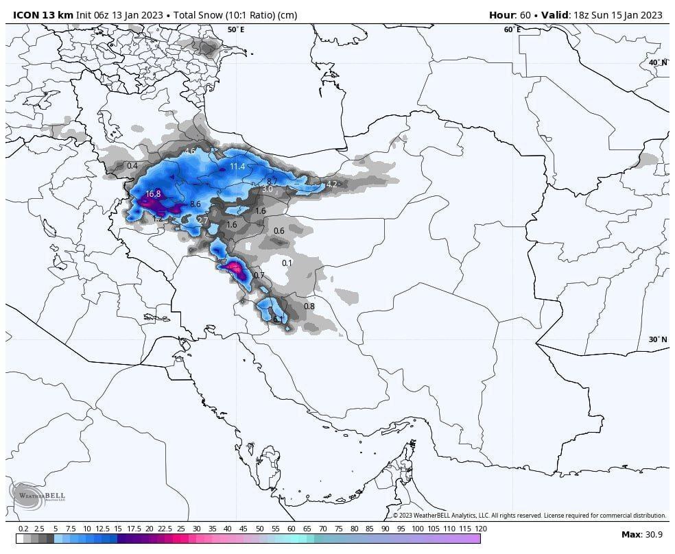 احتمال بارش برف سنگین در تهران