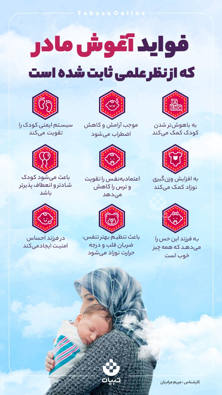 فواید آغوش مادر + عکس