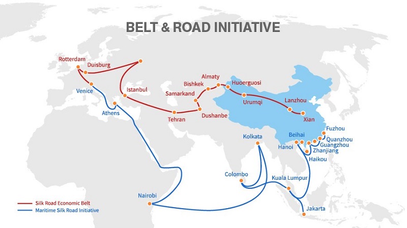 نقشه BRI؛ منبع: silkroadbriefing.com