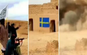 انتقام به سبک طالبان؛ زدن پرچم سوئد با خمپاره!