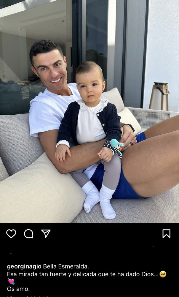 عکس | واکنش احساسی جورجینا به تصویر رونالدو و دخترش