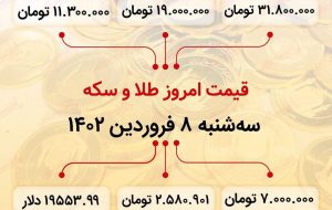 قیمت سکه امروز هفتم فروردین ماه ۱۴۰۲