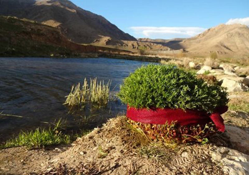 سبزه نوروز در کنار آب روان در روز سیزده به در