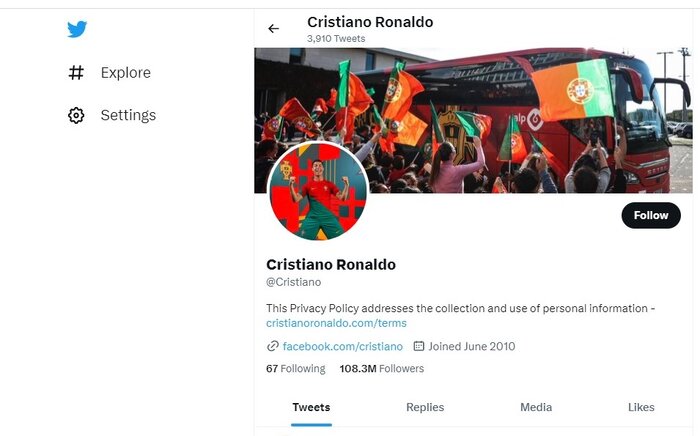 ایلان ماسک تیک آبی صفحه «رونالدو» در توییتر را حذف کرد