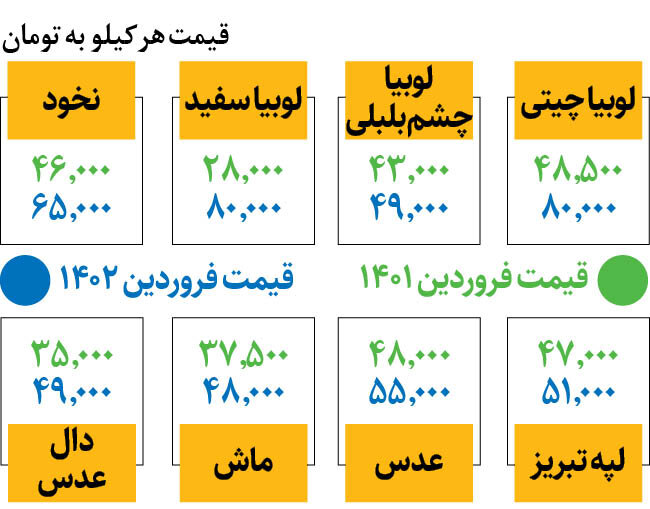 قیمت جدید انواع حبوب در میادین | عدس، لپه، نخود و لوبیا کیلویی چند؟