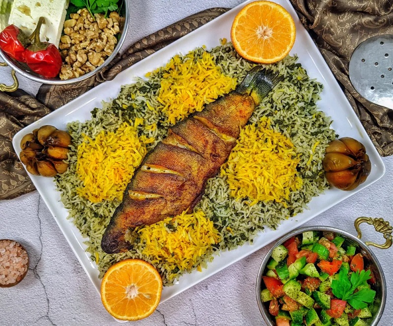 سبزی‌پلو با ماهی؛ منبع: thecaspianchef.com