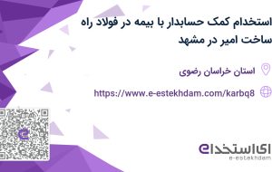 استخدام کمک حسابدار با بیمه در فولاد راه ساخت امیر در مشهد