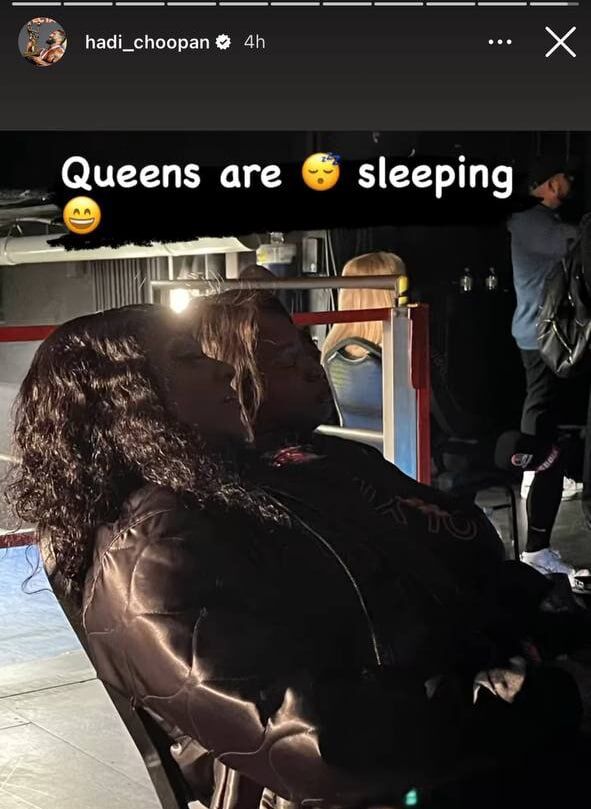 عکس| استوری هادی چوپان برای چرتزدنِ دو زن/ شوخی گرگ پارسی با قهرمان ۳ دوره میس المپیا!